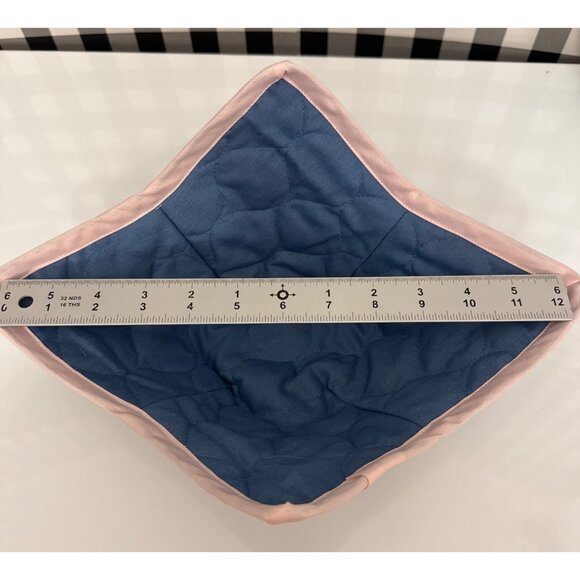 Handmade MINI FLORAL PINK TRIM Microwave Safe Bowl Cozy Reversible Quilted Cozie - Picture 6 of 6
